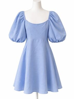 Boohoo puff sleeve,  square neck skater mini dress